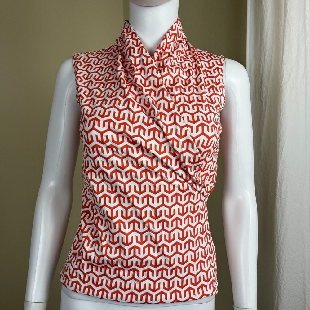J.McLaughlin Women Size XS Geometric Wrap Catalina Cloth Sleeveless Gulf Top NEW